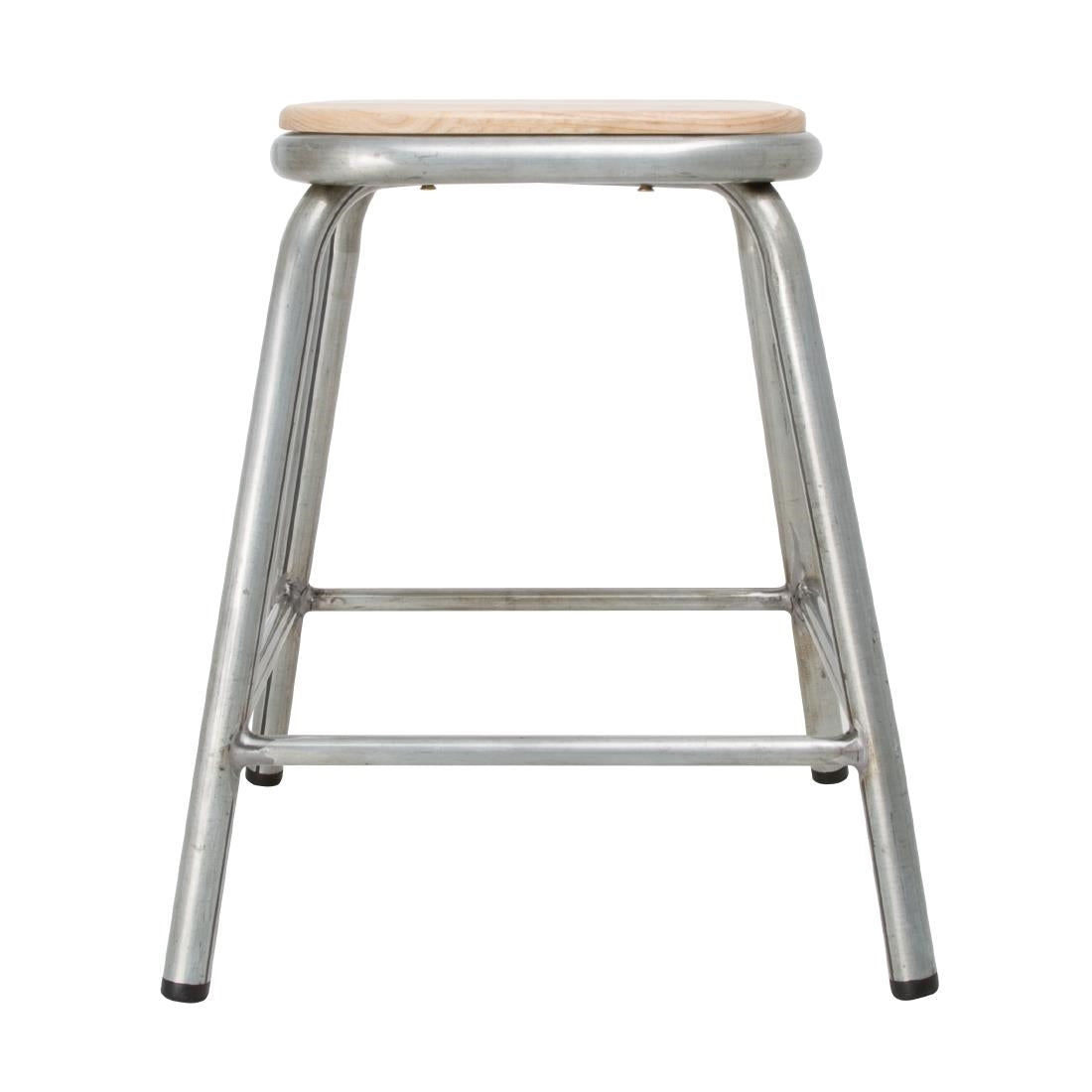 Tabouret bas en acier galvanisé avec assise en bois Bolero Cantina (lot de 4) - Bolero - DE478