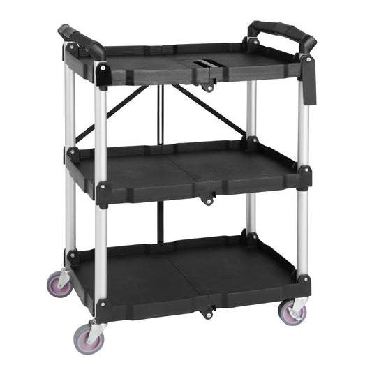Petit chariot pliant en polypropylène Vogue 3 niveaux noir - Vogue - CK113