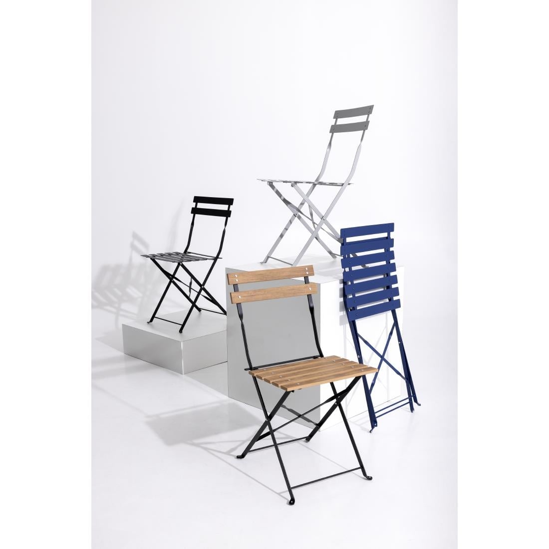 Chaises de terrasse pliantes Bolero Perth bleu marine foncé (lot de 2) - Bolero - FU541