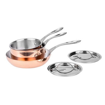 Batterie de cuisine en cuivre triple parois 3 pièces Vogue Cook Like A Pro - Vogue - SA655