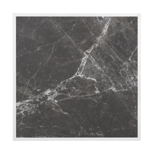 Plateau de table extérieur carré en verre trempé Bolero effet granit foncé bord blanc 700 mm - Bolero - FU516