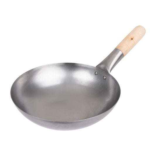 Wok fond plat en acier doux Vogue 254mm - Vogue - K295