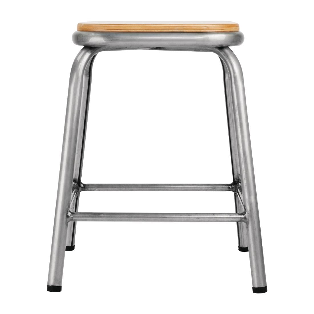 Tabouret bas en acier galvanisé avec assise en bois Bolero Cantina (lot de 4) - Bolero - DE478