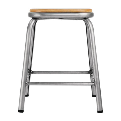 Tabouret bas en acier galvanisé avec assise en bois Bolero Cantina (lot de 4) - Bolero - DE478