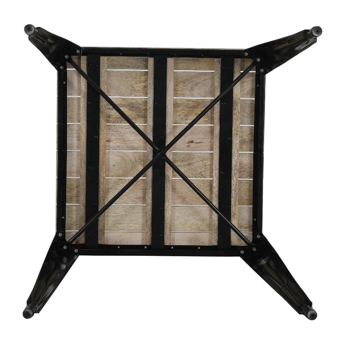 Table à manger à plateau à lattes en bois de manguier et piètement noir Bolero Bistro 650 mm - Bolero - HZ812