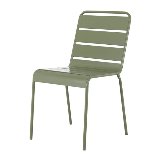 Chaises à lattes en acier Bolero Amalfi vert olive (lot de 4) - Bolero - HZ818