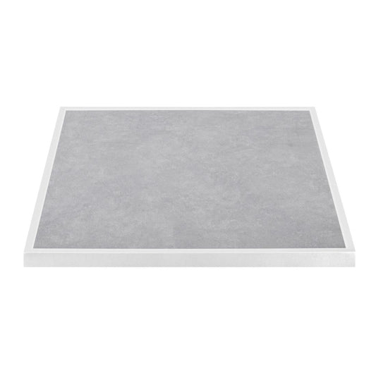 Plateau de table extérieur carré en verre trempé Bolero effet pierre gris clair bord blanc 700 mm - Bolero - FU514