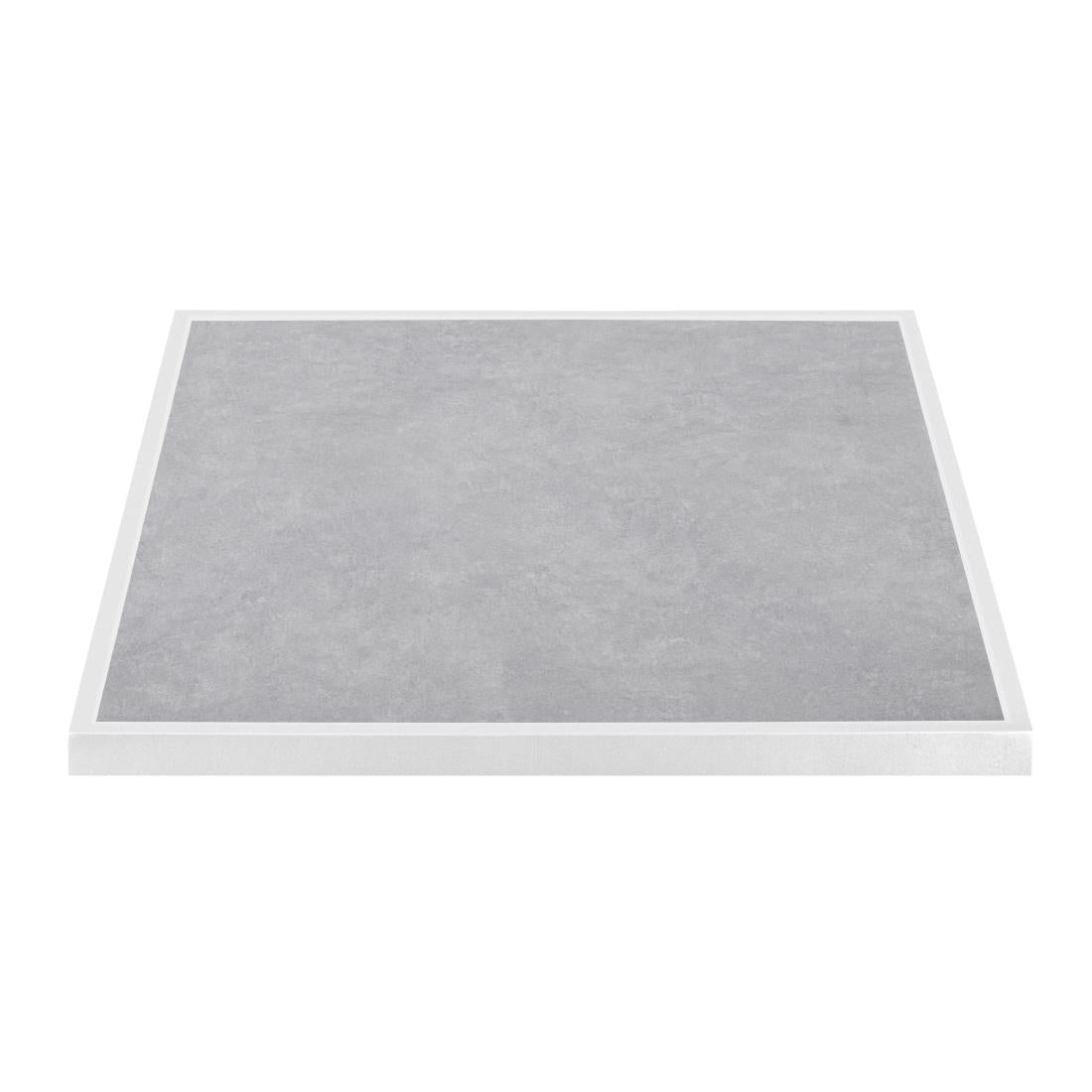 Plateau de table extérieur carré en verre trempé Bolero effet pierre gris clair bord blanc 700 mm - Bolero - FU514