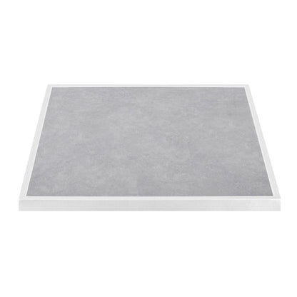 Plateau de table extérieur carré en verre trempé Bolero effet pierre gris clair bord blanc 700 mm - Bolero - FU514