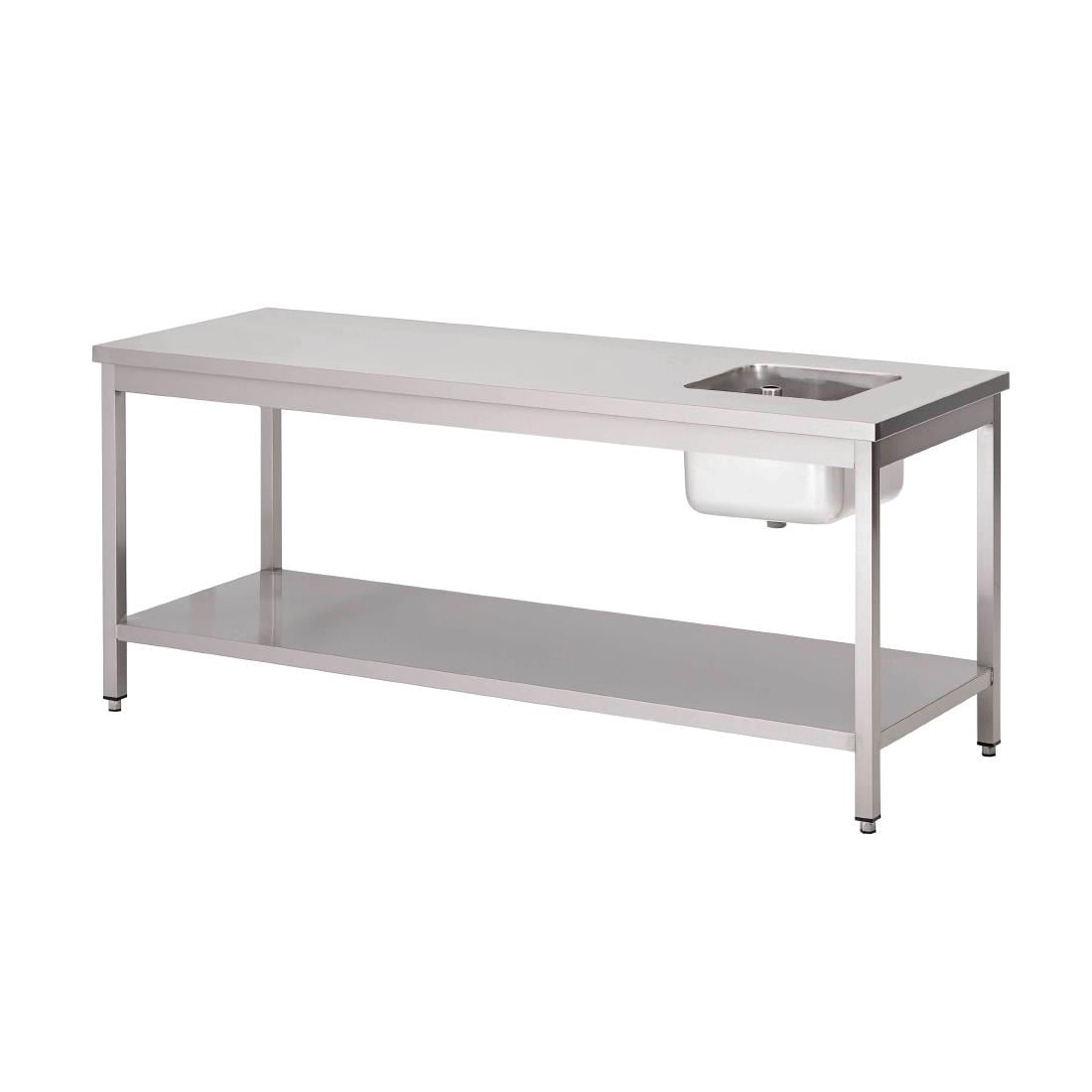 Table du chef inox avec bac à gauche et étagère basse Gastro M 1800 x 700 x 890mm - Gastro M - GN141