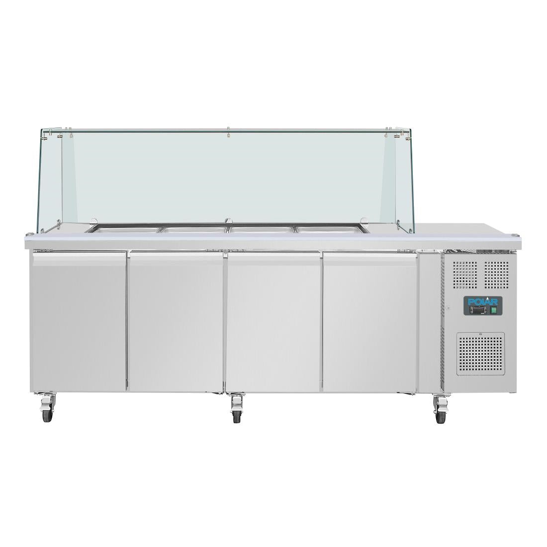 Comptoir à salade GN avec pare-haleine carré Polar Série U 4 portes - Polar - UA019
