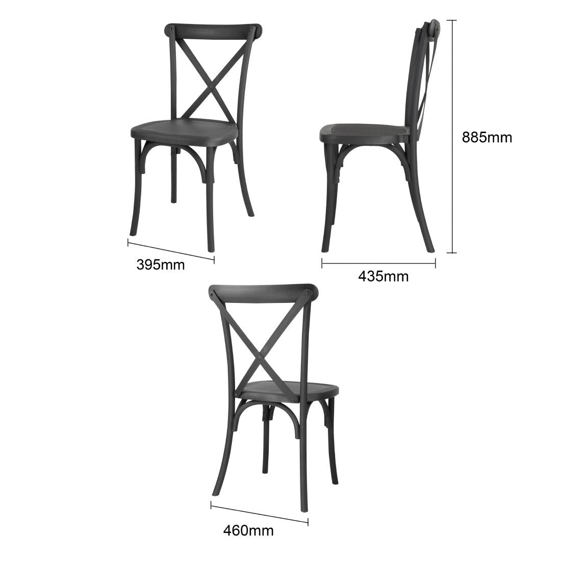 Chaises en résine à dossier croisé Manhattan Bolero noires (lot de 4) - Bolero - HW283
