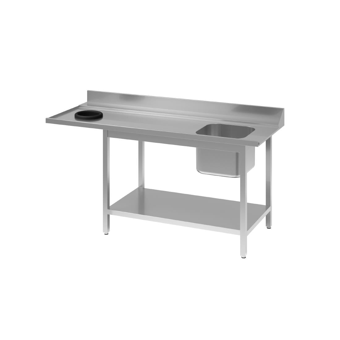 Table d'entrée lave-vaisselle inox avec bac à droite TVO dosseret et tablette inférieure Gastro M 1000 x 700mm - Gastro M - DS465