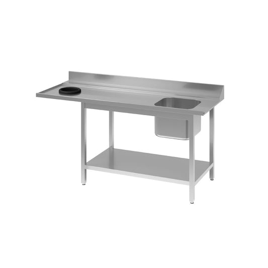 Table d'entrée lave-vaisselle inox avec bac à droite TVO dosseret et tablette inférieure Gastro M 1000 x 700mm - Gastro M - DS465