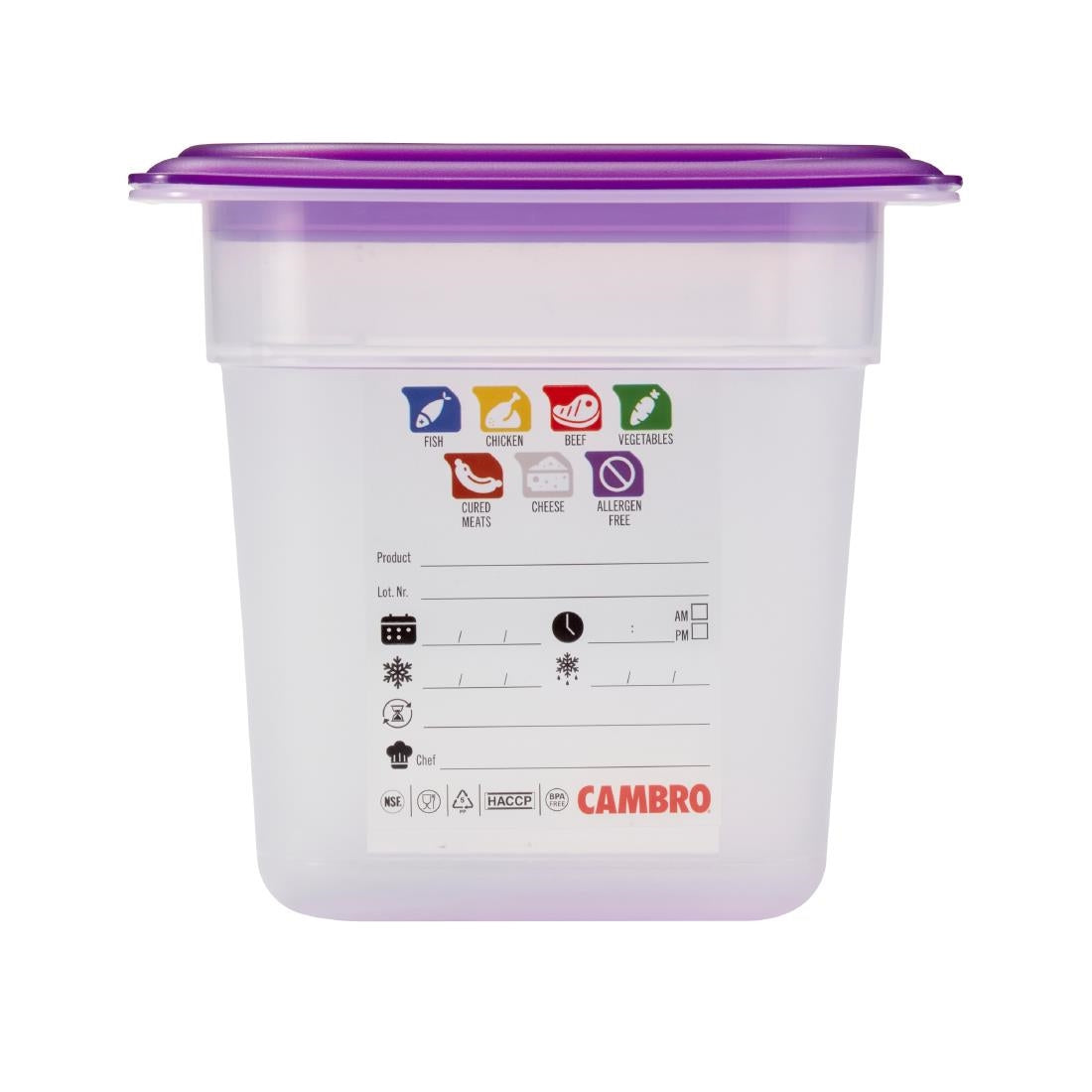 Bac en polypropylène Cambro Safetrak IML GN 1/6 150mm - Cambro - JN517
