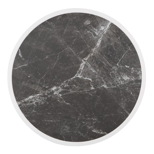 Plateau de table extérieur rond en verre trempé Bolero effet granit foncé bord blanc 580mm - Bolero - DL487