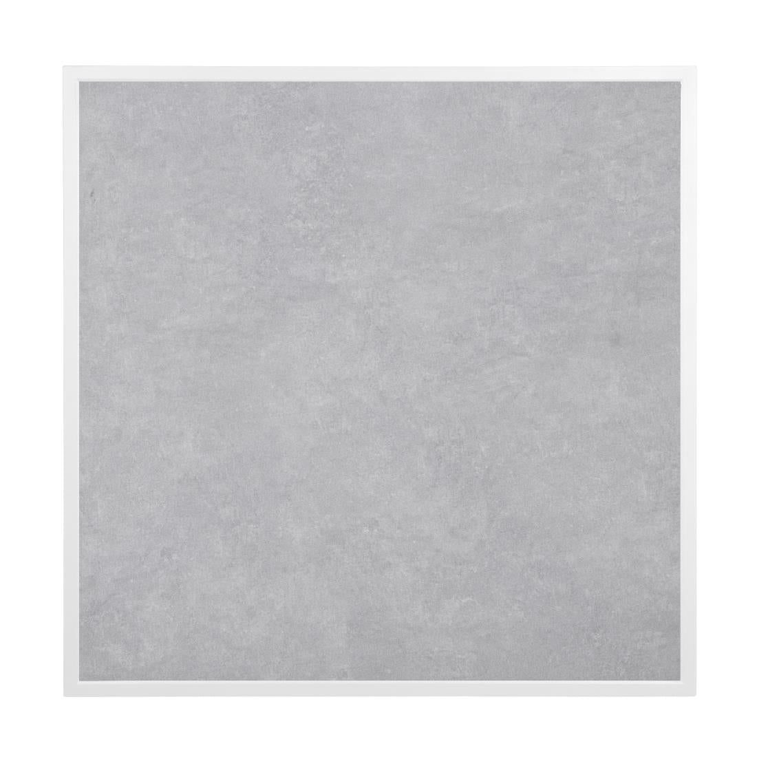 Plateau de table extérieur carré en verre trempé Bolero effet pierre gris clair bord blanc 700 mm - Bolero - FU514