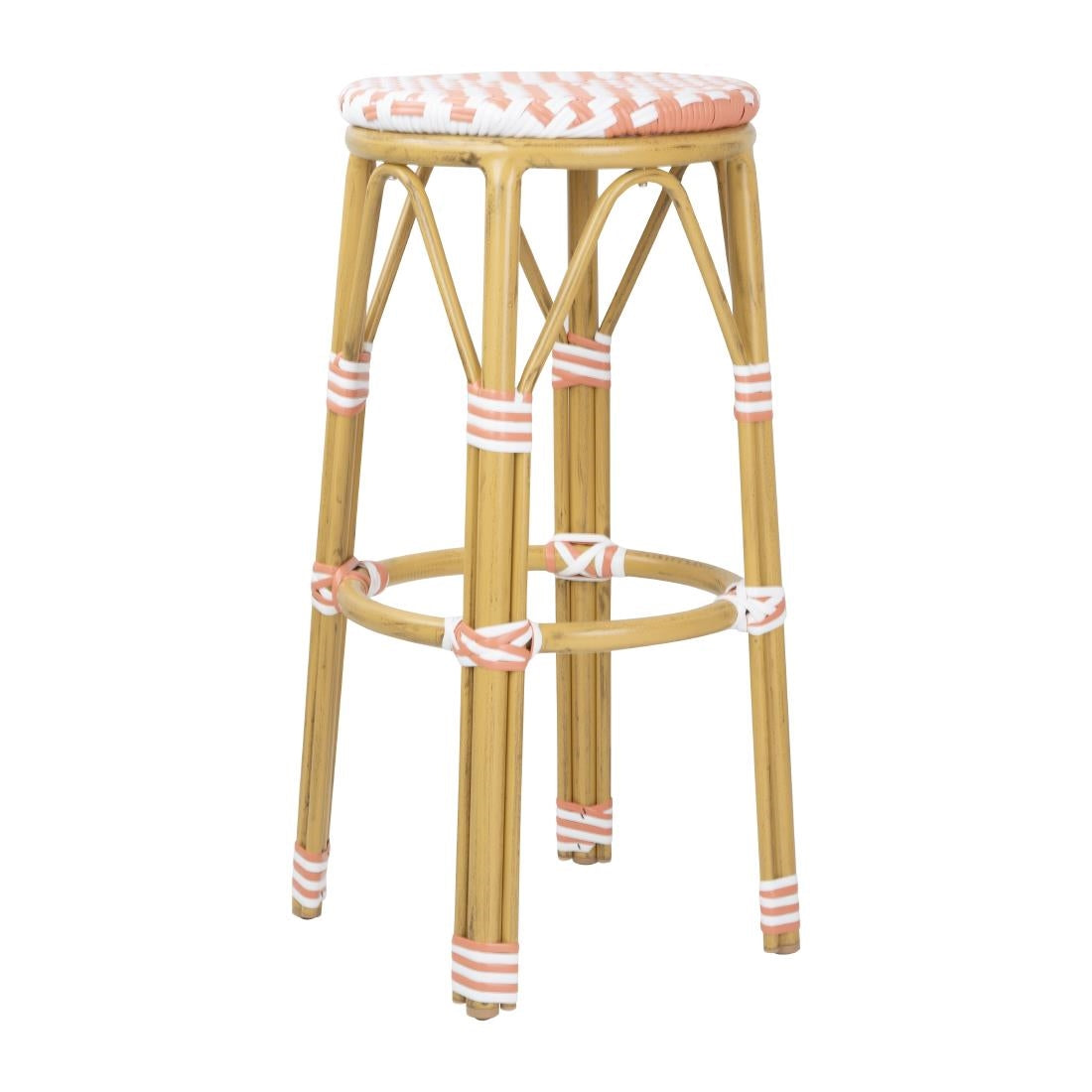 Tabourets de bar en rotin PE style parisien Bolero corail (lot de 2) - Bolero - HZ143