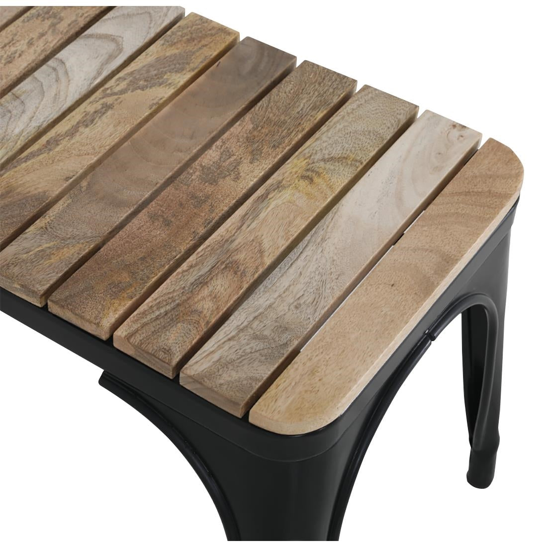 Banc d'intérieur à lattes en bois de manguier et cadre noir Bolero Bistro 850 mm (lot de 2) - Bolero - HZ816
