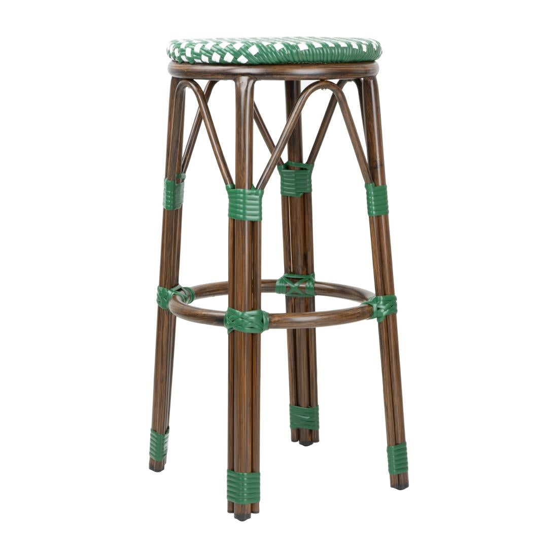 Tabourets de bar Parisian Style PE Rattan Bolero bois foncé verts (lot de 2) - Bolero - HZ147