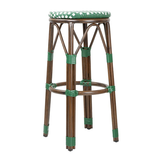 Tabourets de bar Parisian Style PE Rattan Bolero bois foncé verts (lot de 2) - Bolero - HZ147