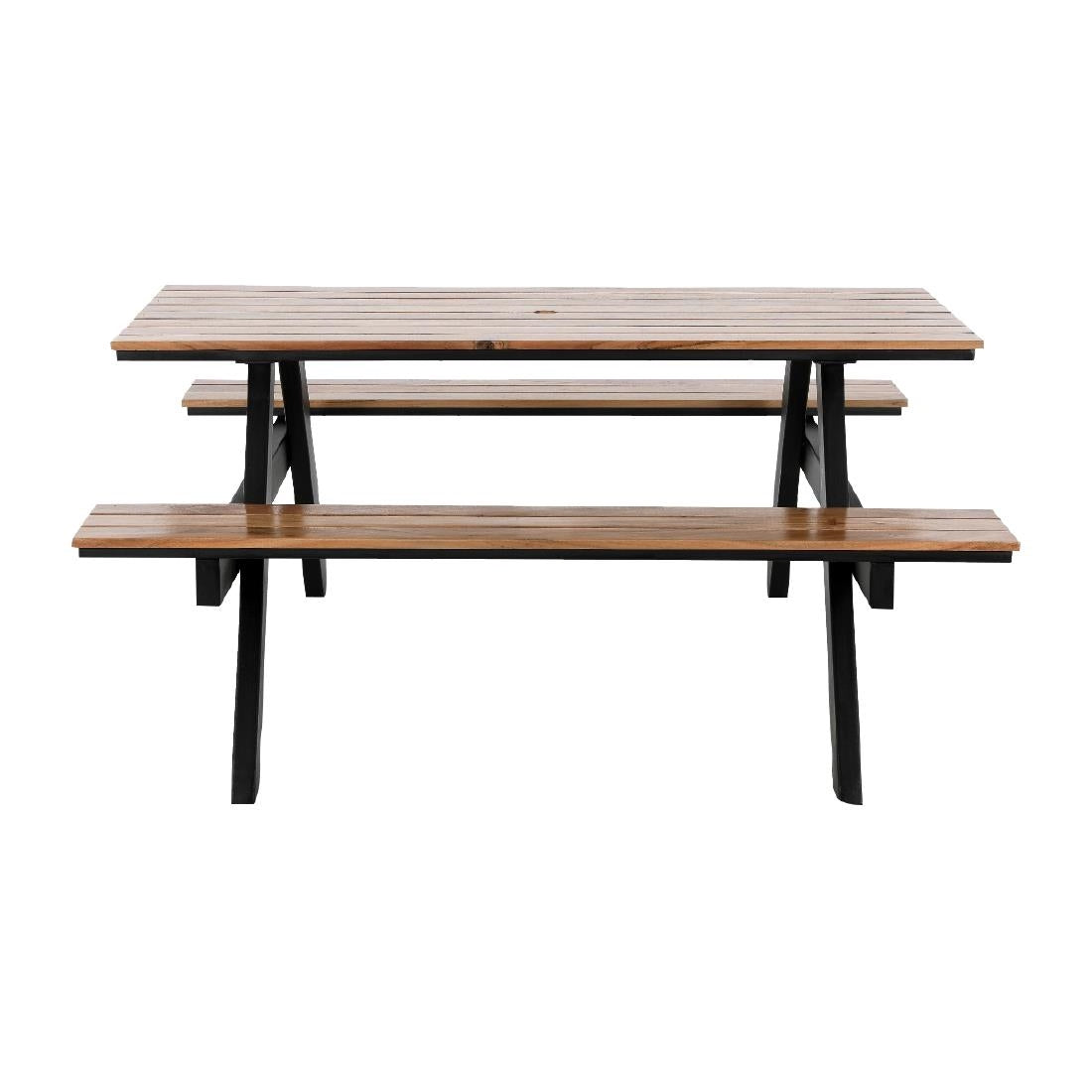 Ensemble table de pique-nique rectangulaire Acacia avec bancs Bolero - Bolero - JE893