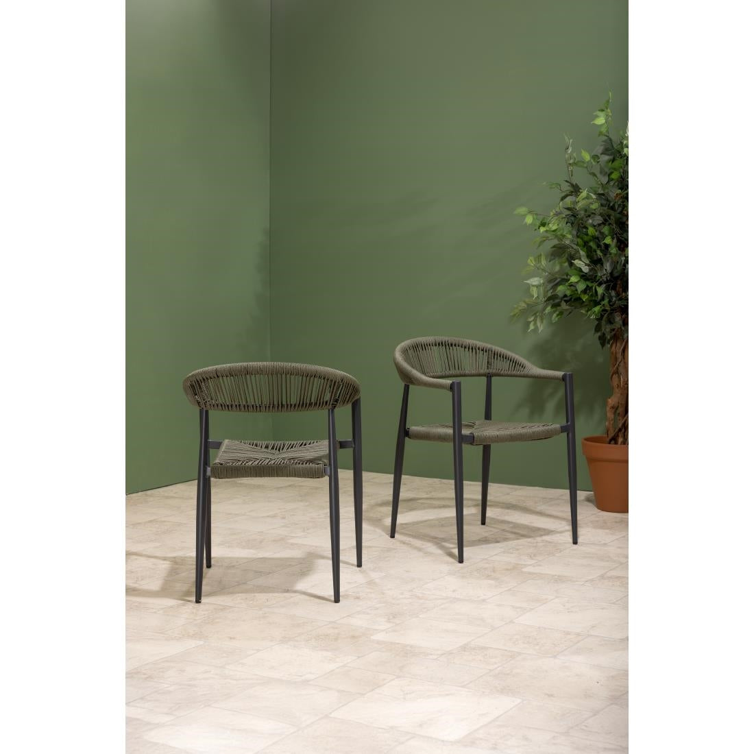 Fauteuils d'extérieur en rotin PE tressé Bolero Eden verts (lot de 4) - Bolero - HZ592