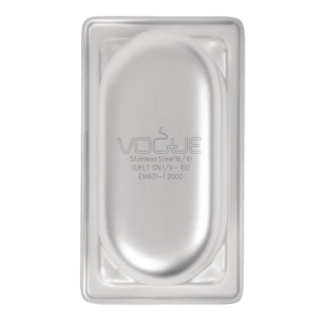 Bac inox 18/10 professionnel Vogue GN 1/9 100mm - Vogue - DW454