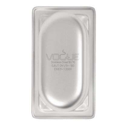 Bac inox 18/10 professionnel Vogue GN 1/9 100mm - Vogue - DW454