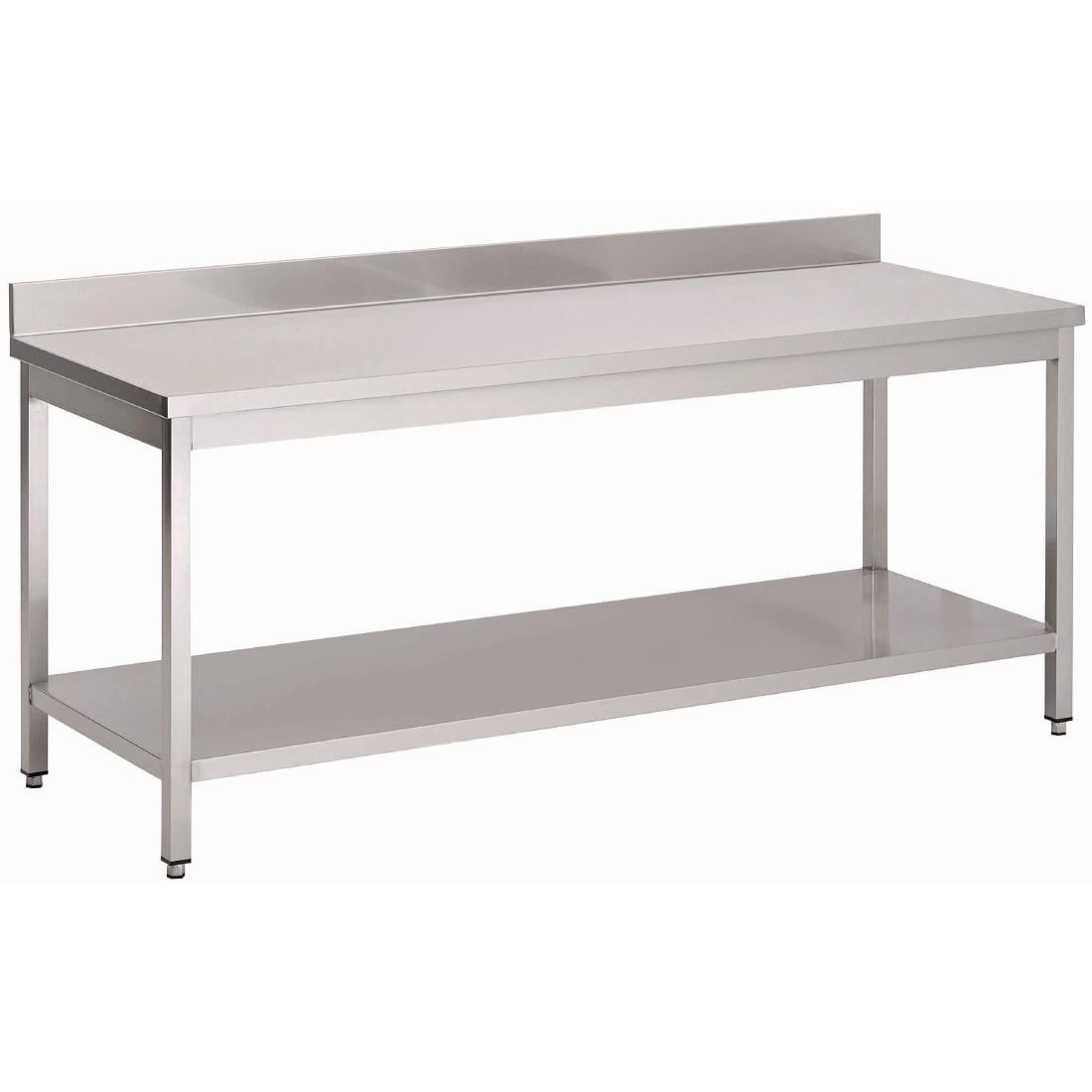 Table inox avec étagère basse et dosseret Gastro M 1400 x 700 x 890mm - Gastro M - GN133