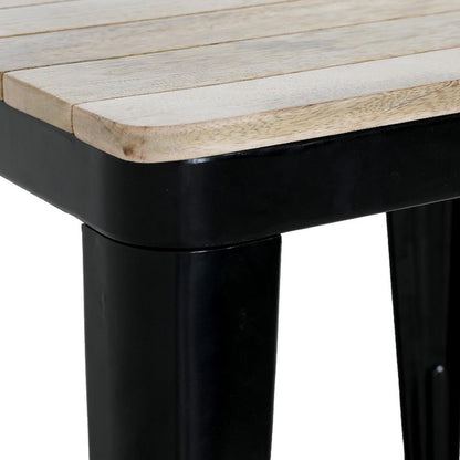 Table à manger à plateau à lattes en bois de manguier et piètement noir Bolero Bistro 650 mm - Bolero - HZ812