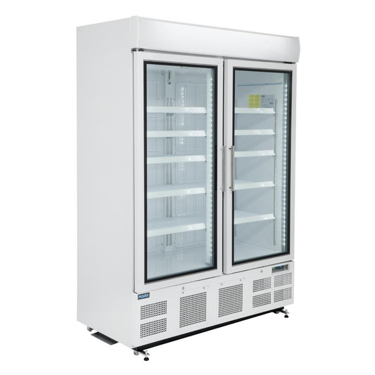 Vitrine réfrigérée négative deux portes avec bandeau lumineux Polar Série G 920L - Polar - GH507