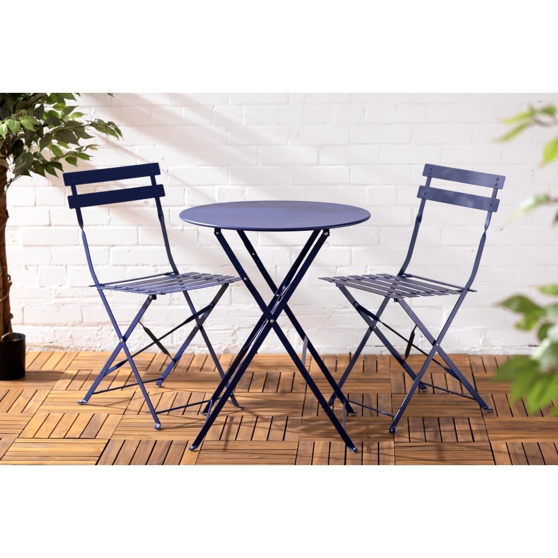 Chaises de terrasse pliantes Bolero Perth bleu marine foncé (lot de 2) - Bolero - FU541