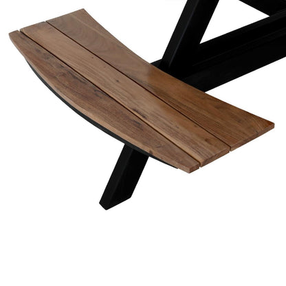 Ensemble table de pique-nique ronde Acacia avec bancs Bolero - Bolero - JE892