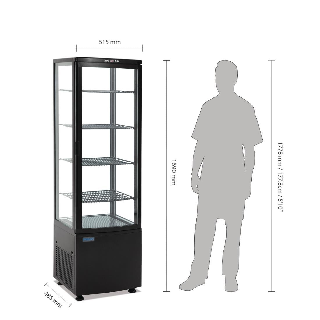 Vitrine réfrigérée avec portes incurvées Polar Série C noire 235L - Polar - DP289