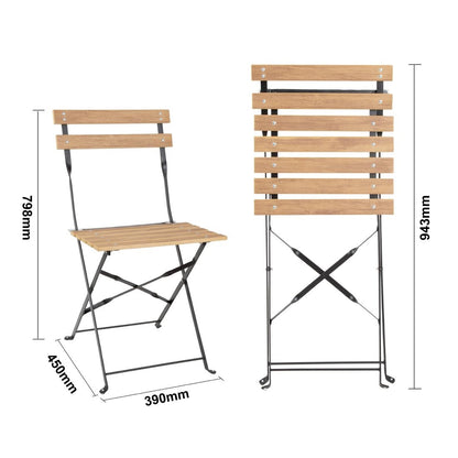 Chaises de terrasse pliantes Bolero Perth effet bois (lot de 2) - Bolero - FU539
