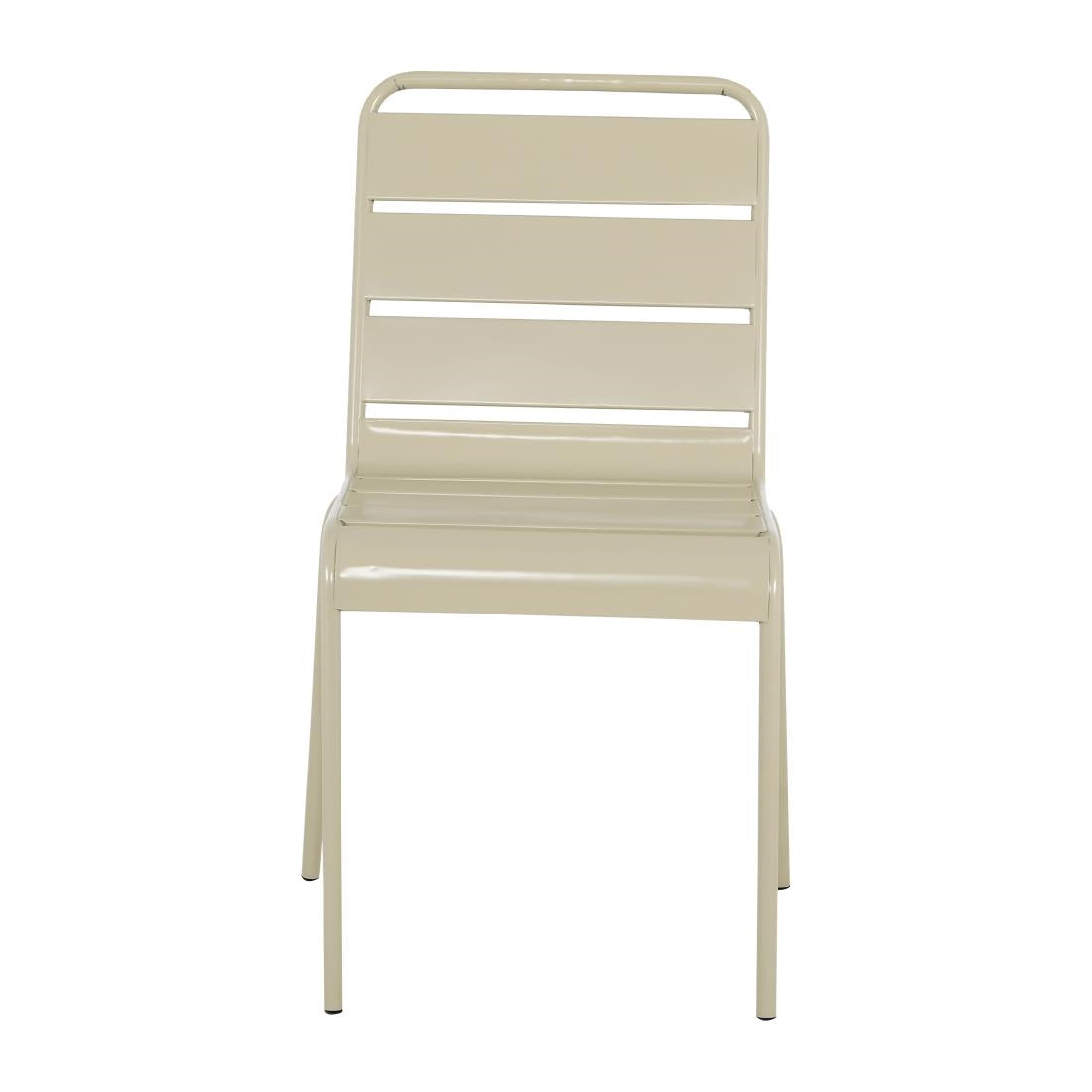 Chaises à lattes en acier Bolero Amalfi taupe (lot de 4) - Bolero - HZ819