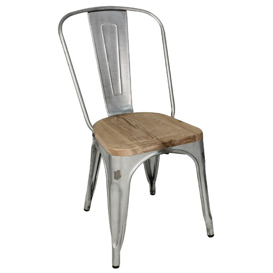 Chaises en acier avec assise en bois Bolero (lot de 4) - Bolero - GM642