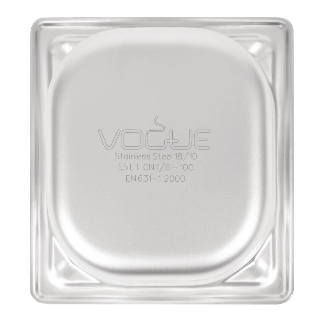 Bac inox 18/10 GN 1/6 professionnel Vogue 100mm - Vogue - DW450