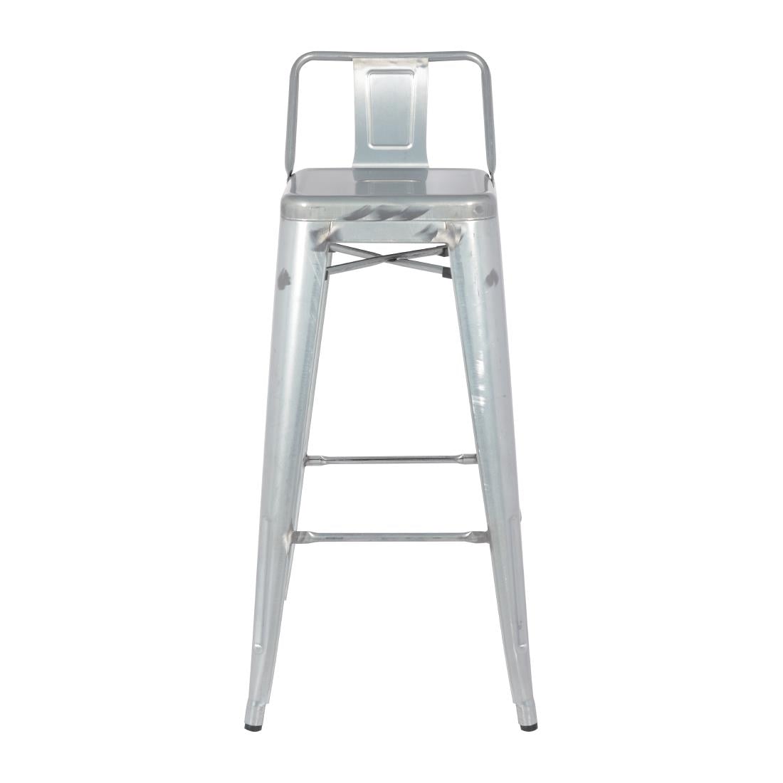 Tabouret haut en acier galvanisé avec dossier Bolero Bistro (lot de 4) - Bolero - DL877