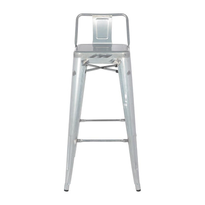 Tabouret haut en acier galvanisé avec dossier Bolero Bistro (lot de 4) - Bolero - DL877