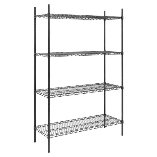 Rayonnage 4 niveaux revêtement époxy noir Nisbets Essentials 1830x1220x460mm - Nisbets Essentials - JE361