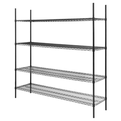 Rayonnage 4 niveaux revêtement époxy noir Nisbets Essentials 1830x1820x460mm - Nisbets Essentials - JE363