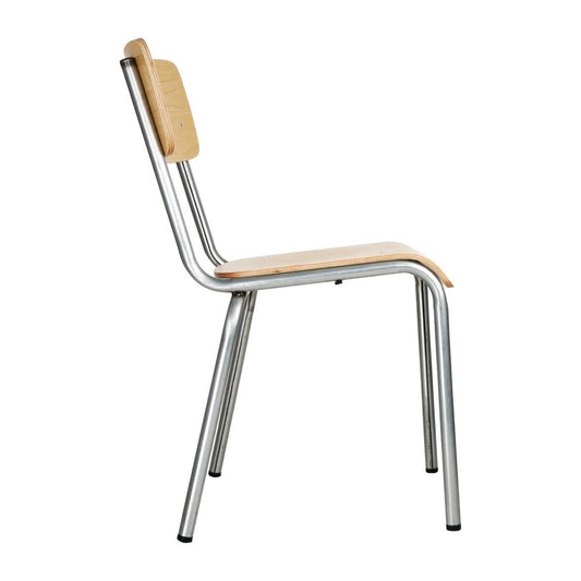 Chaises avec assise et dossier en bois Bolero Cantina galvanisées (lot de 4) - Bolero - FB946