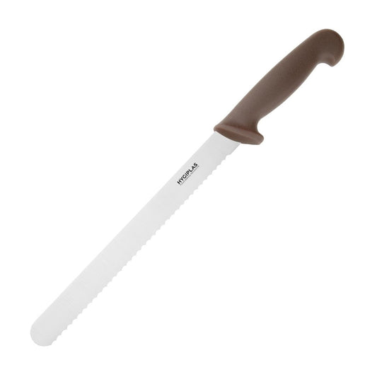 Couteau à génoise dentelé Hygiplas marron 254mm - Hygiplas - FX122