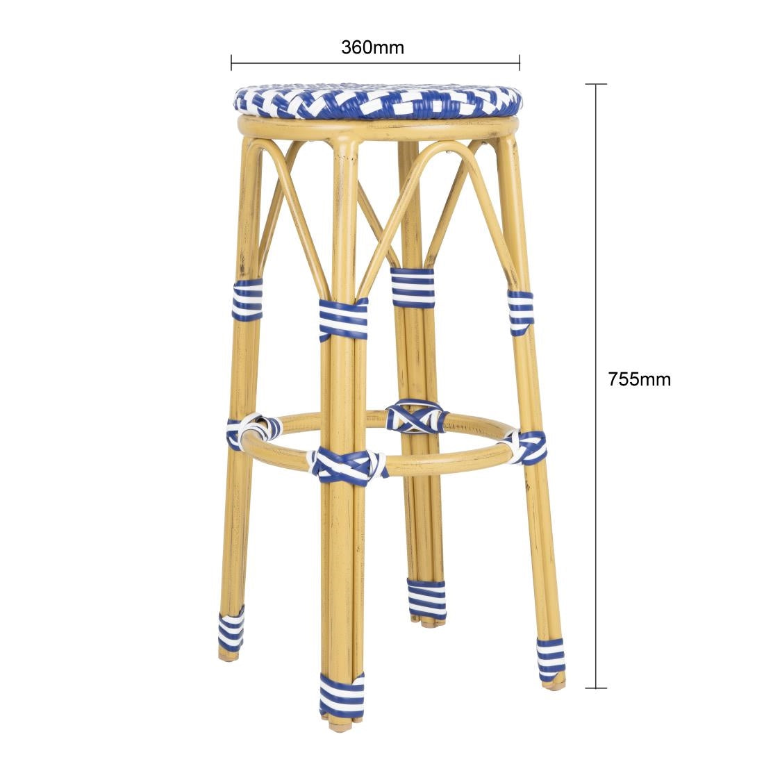 Tabourets de bar en rotin PE style parisien Bolero bleus (lot de 2) - Bolero - HZ145