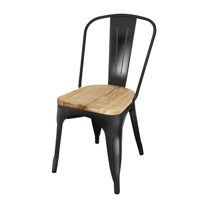 Chaise en acier noir avec assise en bois Bolero Bistro (lot de 4) - Bolero - GG707