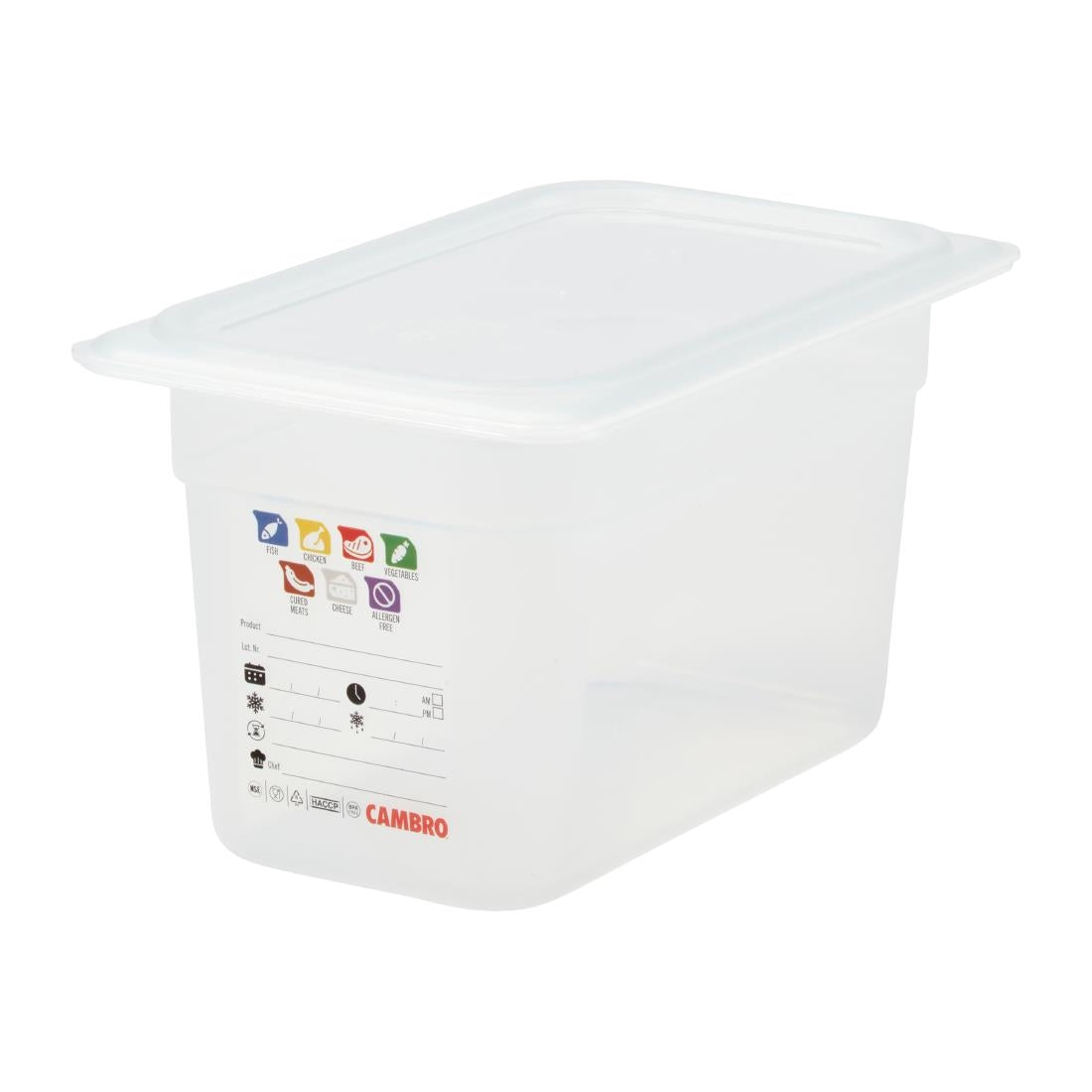 Bac en polypropylène Cambro Safetrak IML GN 1/4 150mm - Cambro - JN514