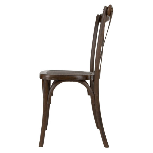 Chaises en résine à dossier croisé Bolero Manhattan effet bois foncé (lot de 4) - Bolero - HW281