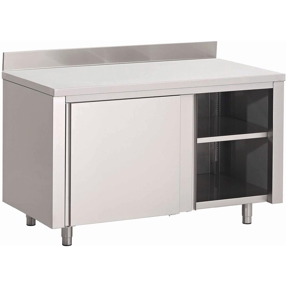 Table armoire inox avec portes coulissantes et dosseret Gastro M 1800 x 700 x 850mm - Gastro M - GN161